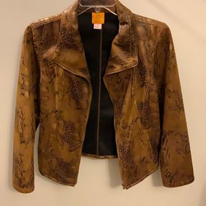 Ruby Red Jacket Size 16 Faux Leather animal print